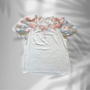 Floral White Laced Blouse
